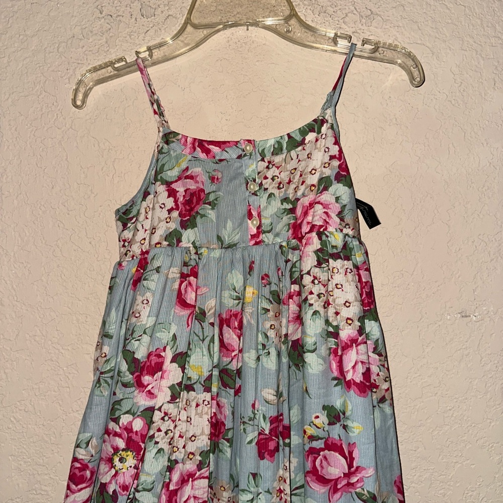 Ralph Lauren Light Blue Floral Print Cotton Sleeveless Midi Dress - Picture 3 of 12